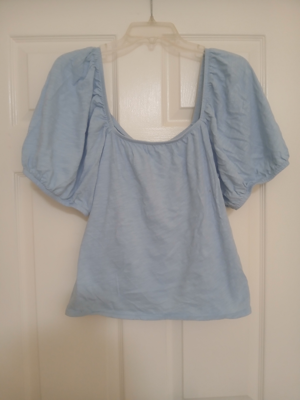 Old Navy Light Blue Puff Sleeve Scoop Neck Top